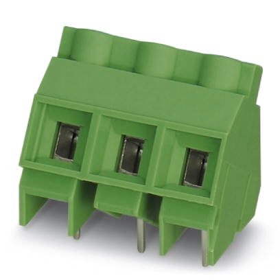 Phoenix Contact PCB Terminal Block; SMKDS 5/ 3-9.5; 3 Positions; 32A; 1000V; #24 - 10; Screw w/ Tension Sleeve Connection; Green